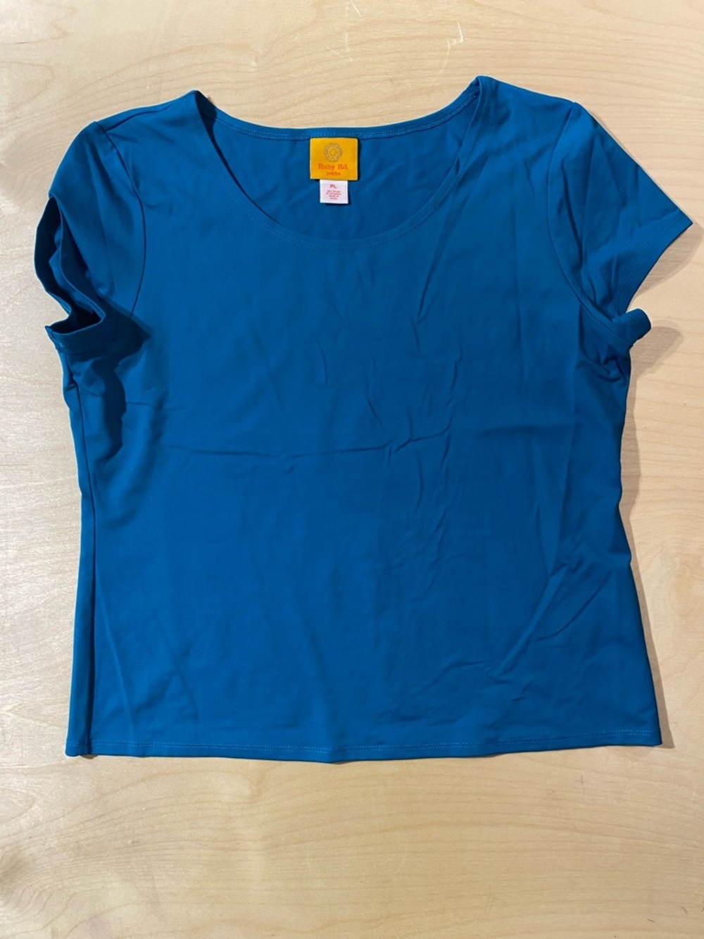 Ruby Rd. Short Sleeve Scoop Neck Tee - Teal Blue PL (RF)